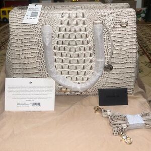 Brahmin Cream Croc-Embossed Bag